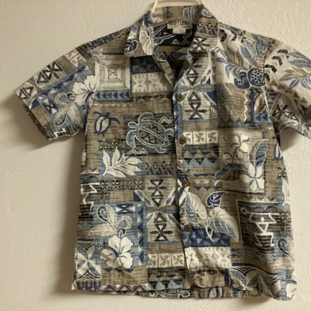 ALOHA BISHOP STREET HONOLULU BOYS Hawaiian Resort Wear Turtle Hibiscus Tropical